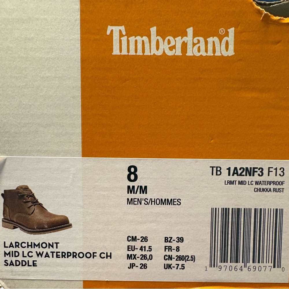 NWB Timberland Larchmont Mid LC Waterproof CH Saddle Sz. 8
